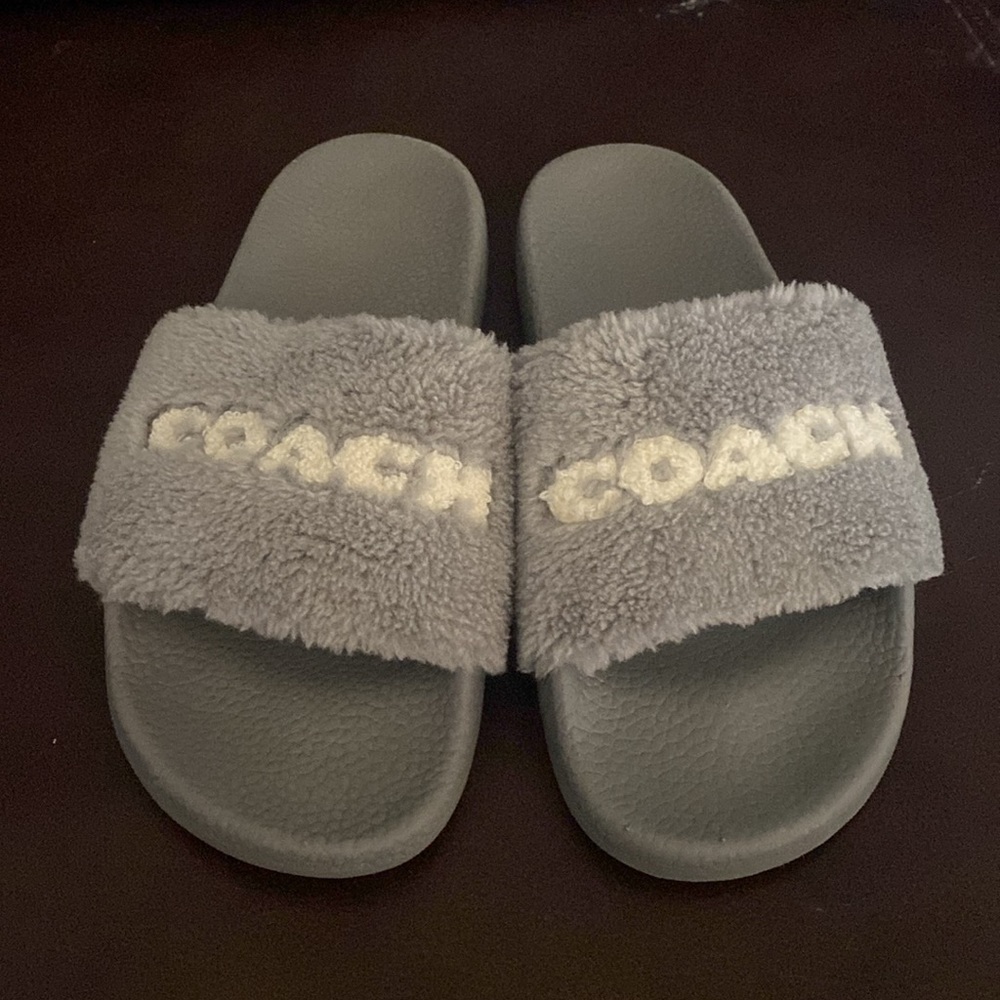 COACH FauxHair Fur slides.